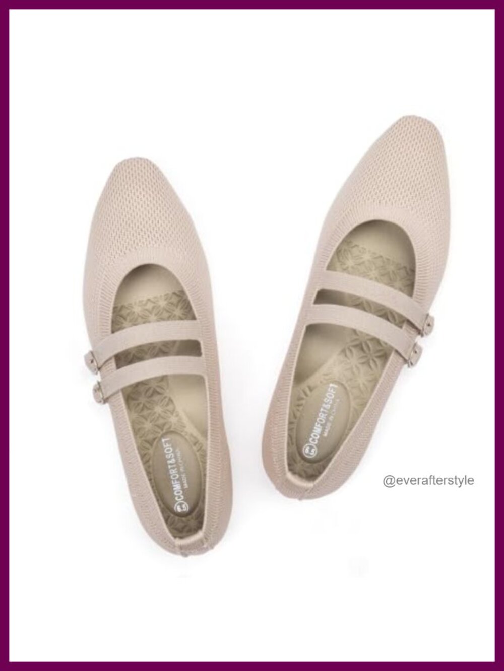 Knit Mary Jane Flats Adjustable Straps Square Toe Women's Shoes